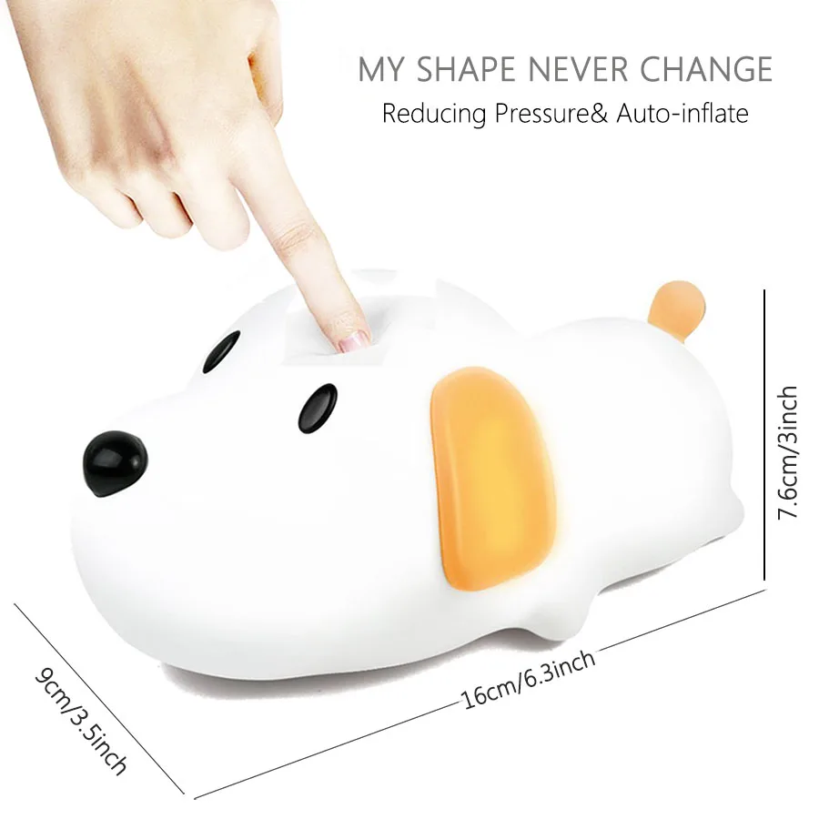  Silicone Cartoon Puppy Dog Touch Sensor LED Night Light Baby Children Bedroom LED Night Lamp USB At - 32849318834