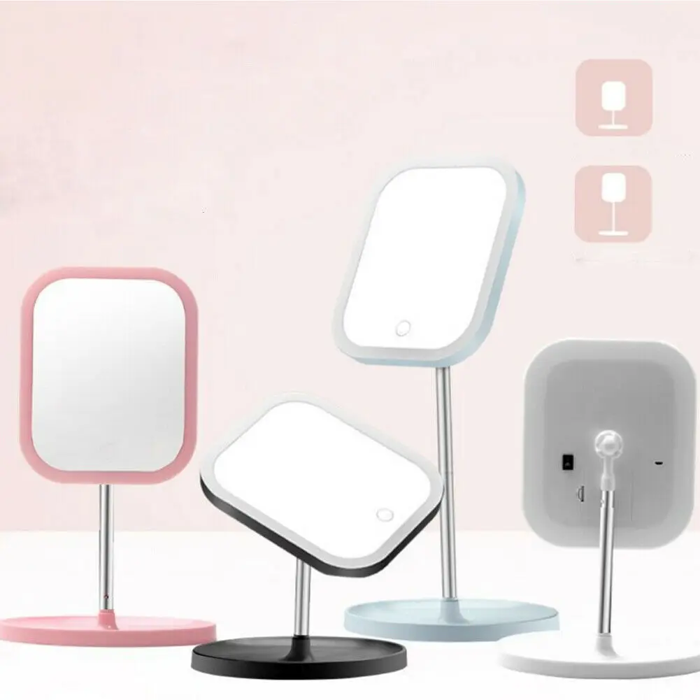 

LED Lights Touch Screen Makeup Mirror Tabletop Lighted Cosmetic Selfie Mirror