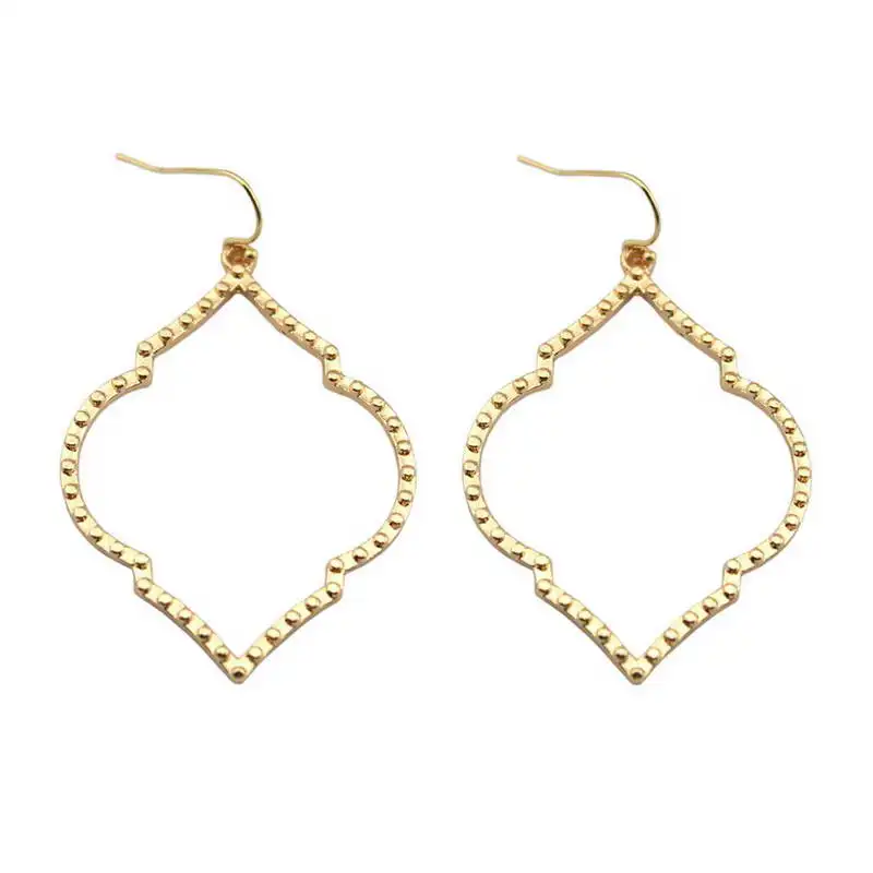 

2017 Zinc Alloy Women ARABESQUE CHANDELIERS Gold Filigree Earrings Fall Jewelry Wholesale