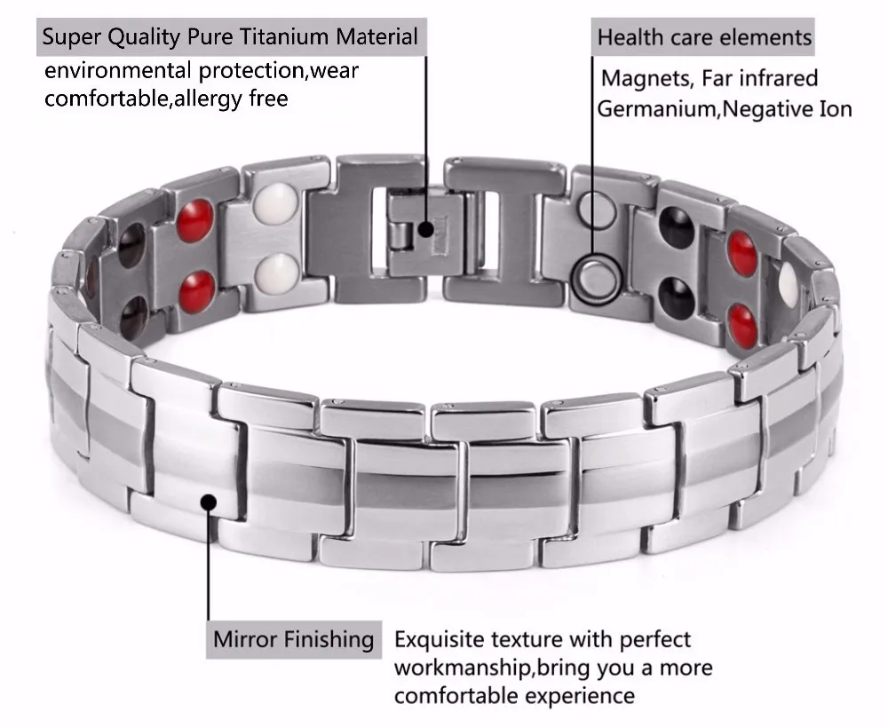 Rainso модные украшения Исцеление ель Магнитная Титан био энергии браслет для мужчин приборы измерения артериального давления аксессуар