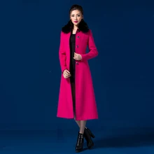 2016 Winter New Fashion Women’s Overcoat Turn Down Collar Medium Long Wool Jacket Coat Single Breasted S-4XL Plus Size Outwear