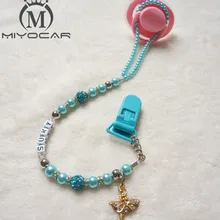 Miyocar ersonalised-любое имя Bling Детские зеленый соску цепь/пустышки/манекен клип/Прорезыватели клип/соску держатель