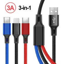 3 в 1, USB кабель, удлинитель, разъем для телефона, зарядное устройство, шнур для сотового телефона, планшета, зарядный кабель, Micro usb type C, кабель для зарядного устройства