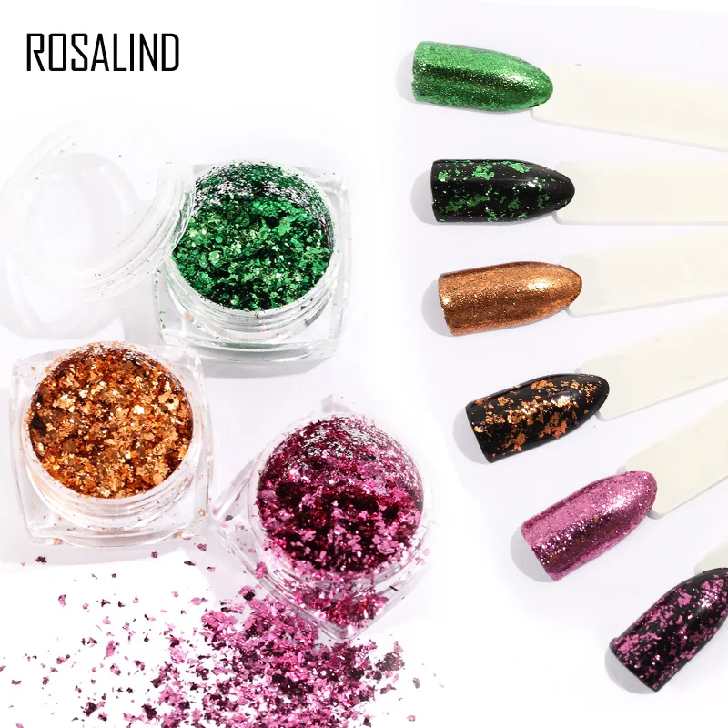 ROSALIND Nail Powder Shiny Galaxy Holographic Glitter DIY Nail Polish Pigment Powder Mirror Magic Manicure Decoration Nails Art