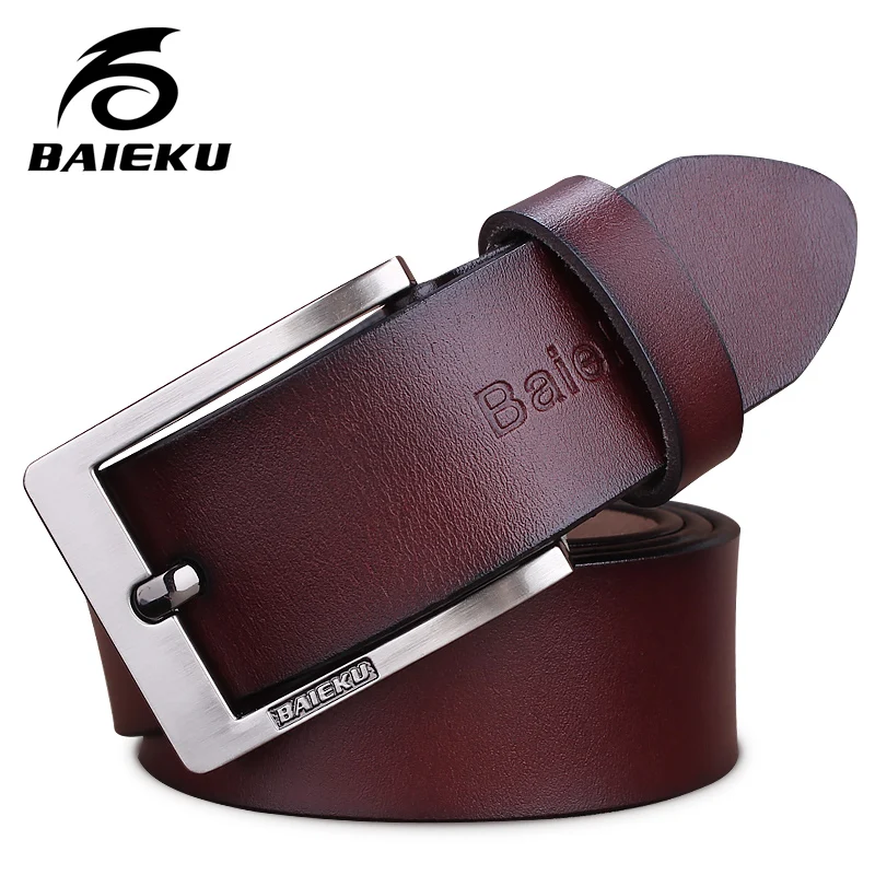 

BAIEKU 2018 fashion designer belts men high quality cow genuine leather vintage pin buckle ceinture mens belts luxury brand