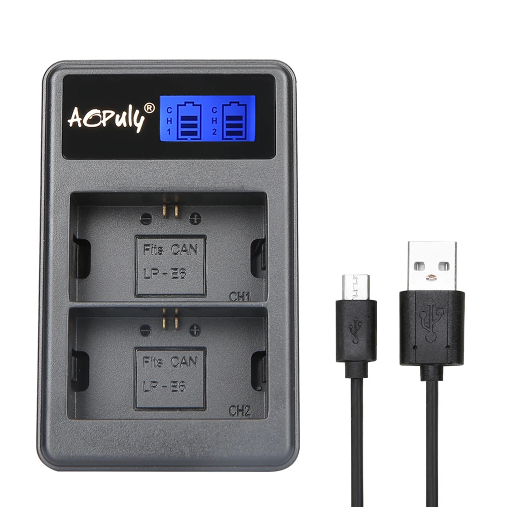 AOPULY LP-E6 LP E6 E6 LPE6 Camera Battery LCD USB Dual Charger For Canon EOS 6D 7D 70D 60D 60Da 5D 60DA 5DS 5D3 5D2 - ANKUX Tech Co., Ltd