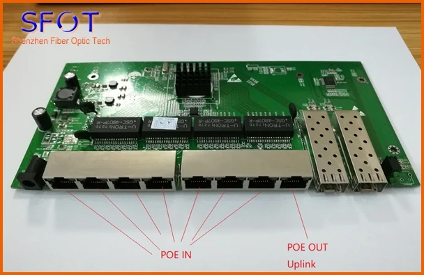Коммутатор Ethernet 100 8 портов 10/1000/обратное poe Питание Мбит/с с 2 портами SFP 1-7 входами