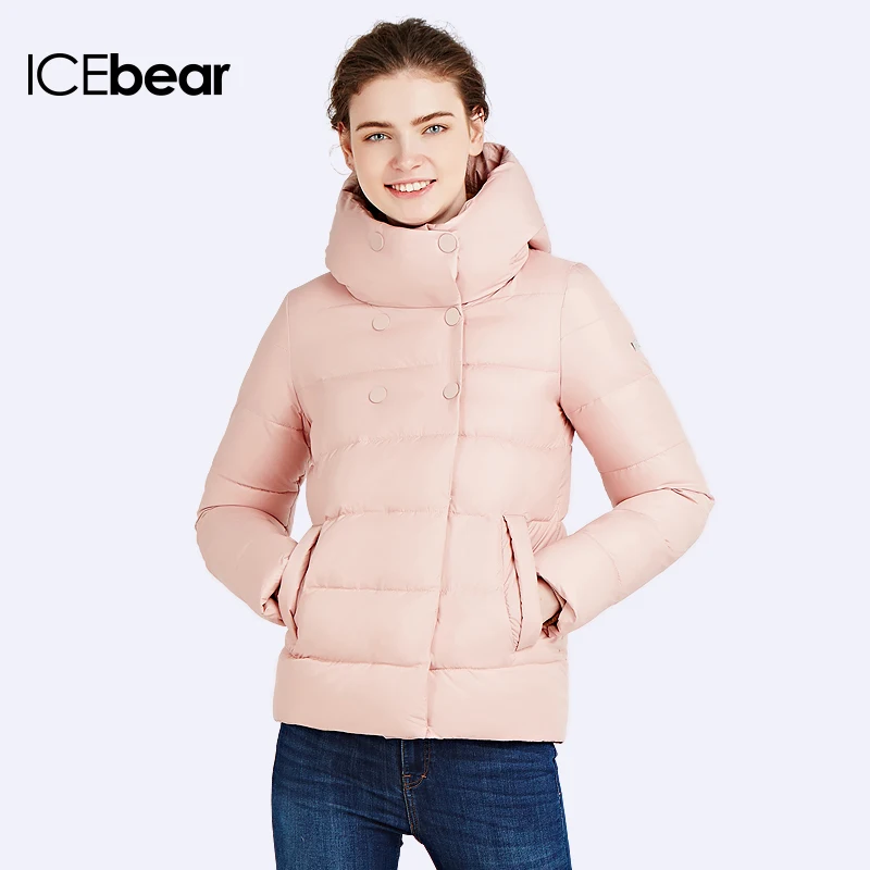 ICEbear 2017 Slim Short Coat Bio Down Jacket Winter Double Breasted Women's Cotton Parka Inside Have Pocket 16G6117D ICEbear 2017 Slim Short Coat Bio Down Jacket Winter Double Breasted Women's Cotton Parka Inside Have Pocket 16G6117D