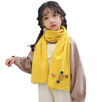 

New Autumn Boys Girls Cotton Long Scarves Collar Baby Children's Strawberry Pompom Warm Soft Scarf Collar Baby Kids Lovely Scarf