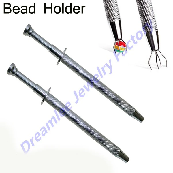 2pcs Diamond Grip Bead Holder Pearl Catcher With Retractable 4 Prong