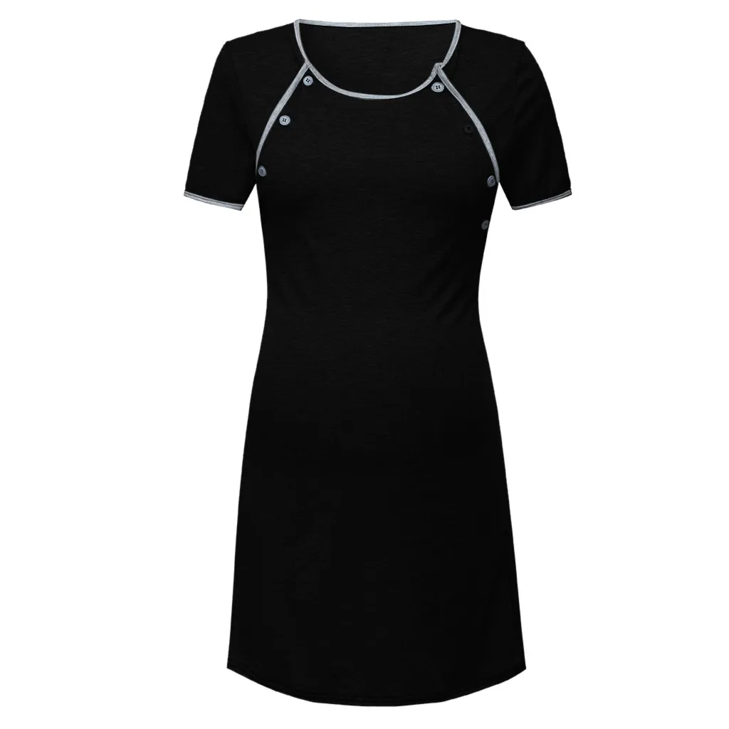 Женская ночная рубашка на подтяжках для беременных, для кормления грудью, полная комбинация abiti premaman, платье для беременных, vestido lactancia - Цвет: Черный