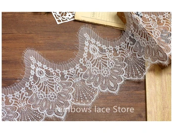

6 meters /lot 28 cm wide Eyelash Lace Fabric DIY Decorative High Quality Soft Off White Nylon Wedding trim Handmade textiles