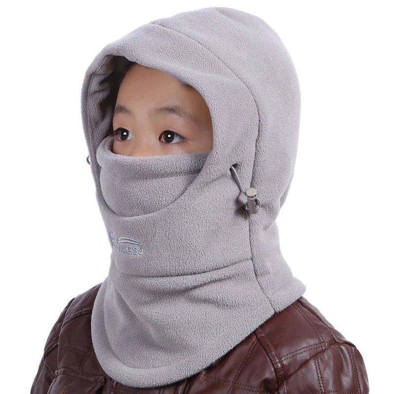 light gray Детская шапка Зимний двухслойный плюс бархатные шапочки для мальчиков хлопковые детские головные уборы, защищающие от ветра толстые теплые детские шапка-ушанка для девочек - Цвет: light gray