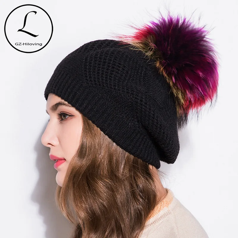 

Winter Brand Female Ball Pom Poms Winter Hat For Women Girl's Hat Knitted Beanies Cap Hat Thick Women'S Slouchy Skullies Beanies