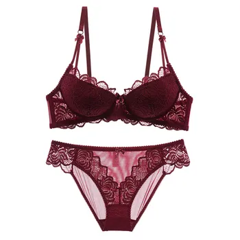 

Hot sexy bra set thin section large size breathable ladies underwear gather collection vice breast care transparent lingerie set