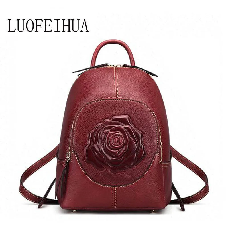 

SUWERER 2018 new shoulder bag Fashion leather hit color tassel backpack female