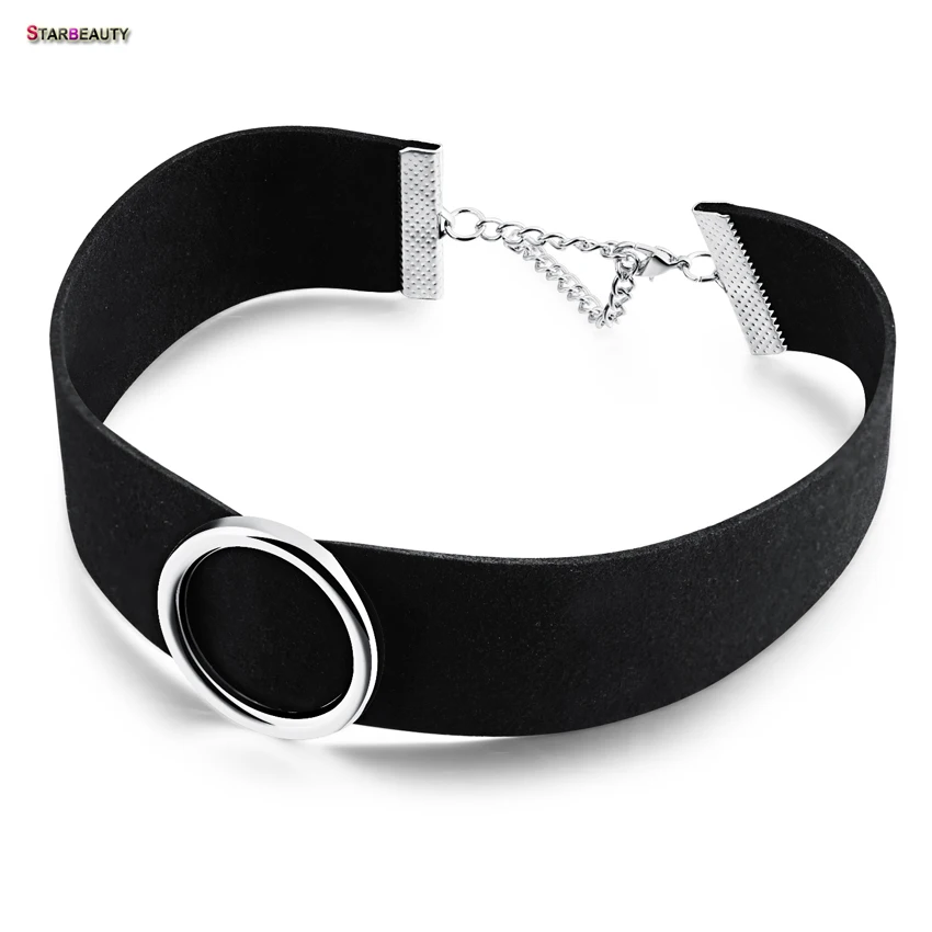 

Starbeauty 2017 Wild Single O Design Choker Necklace Women Wide Flannel Collar Necklaces & Pendants Neck Chain Lady Jewerly
