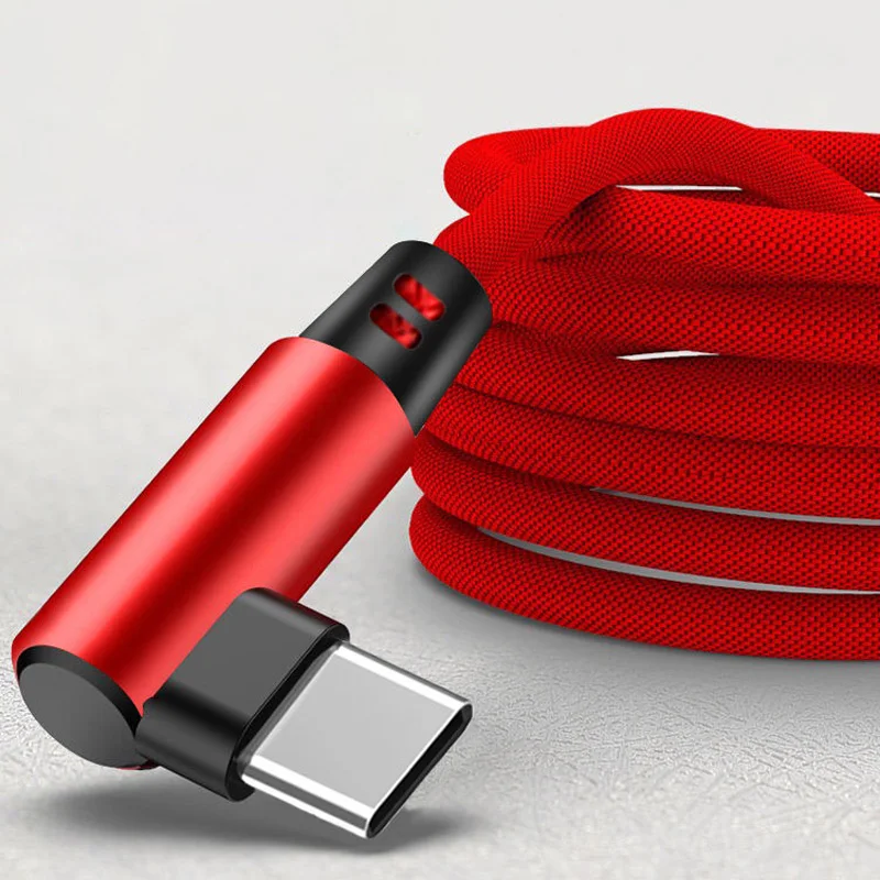 

Type C USB Cable 2A Fast Charger Cord USB Type c 90 Degree Elbow Nylon Data Cable for Samsung Huawei Xiaomi Android Wire Cord///