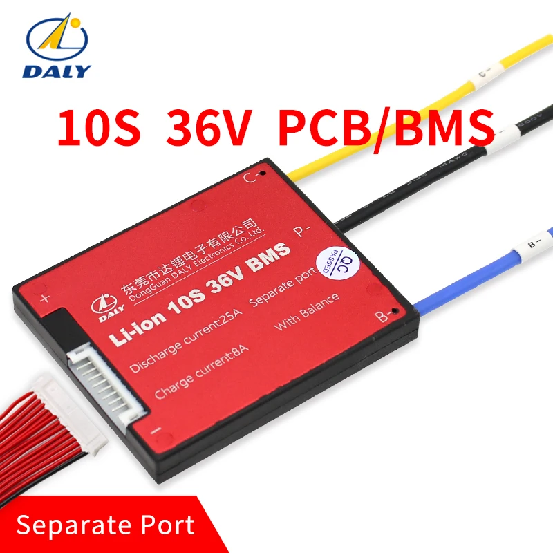 Daly Защита аккумулятора BMS PCB плата 10 серии 36 В 20A непрерывный 50A пик для литий