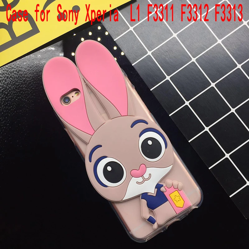 

3D Cute Pink Rabbit Case for Sony Xperia L1 G3311 G3312 G3313 Soft Silicone TPU Cartoon Back Cover Cases Fundas Coque Capa Bag