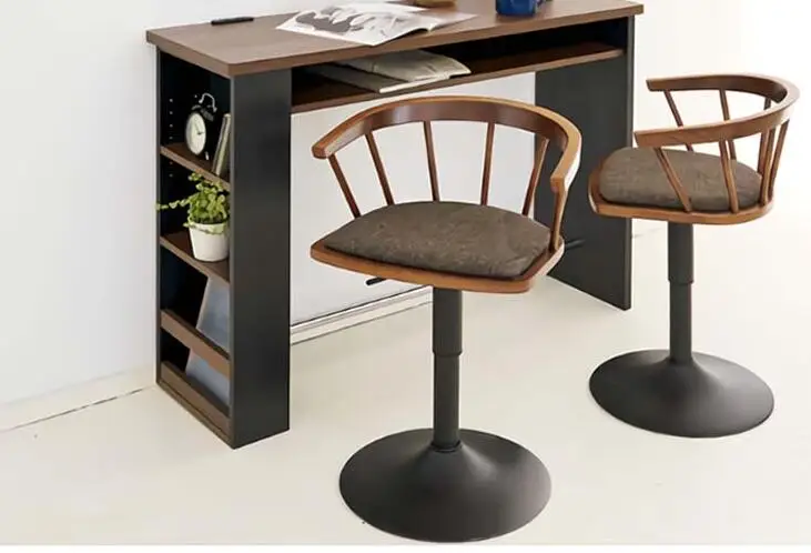 Одноцветное деревянный барный стул для отдыха Творческий высокий стул личности барный стул современного простой спинка высокий стул