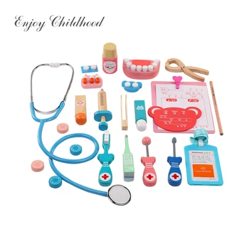

Wooden Cosplay Doctor Game Toy Role Play Classic Toys Simulation Hospital Pretend Doctor accessories Tools Set Gift For Children