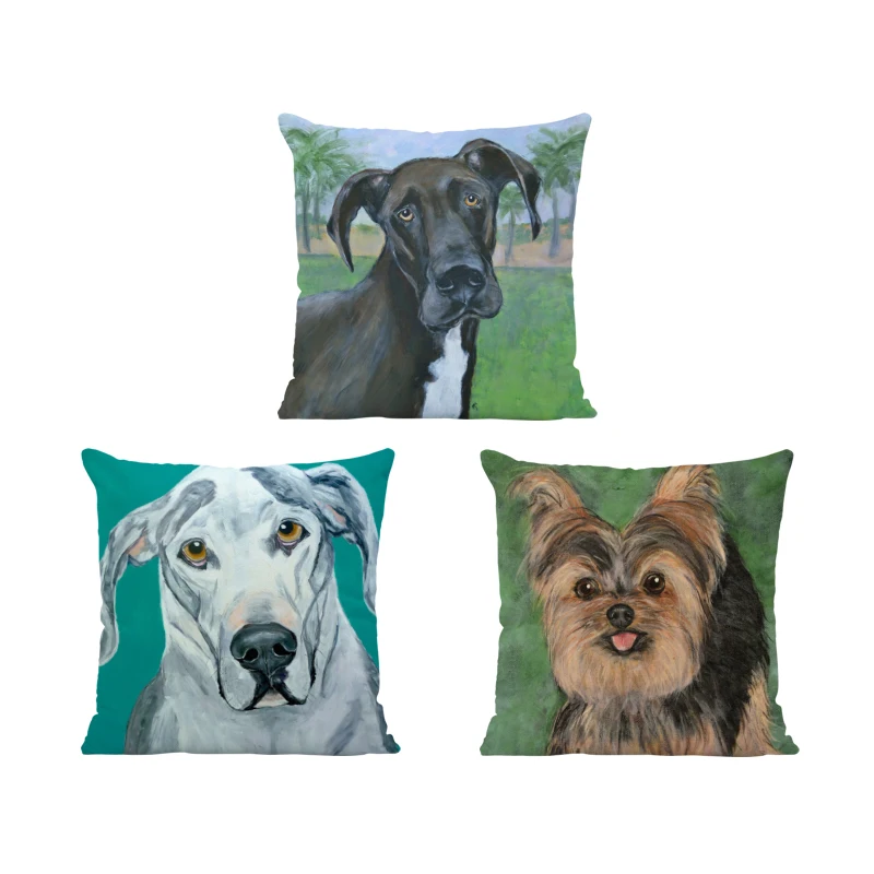 

Luxury Family Pet Cushion Cover American Cocker Spaniel Greyhound Blood Hound Picture Hug Pillow 45Cm Peach Skin Decor Pillows