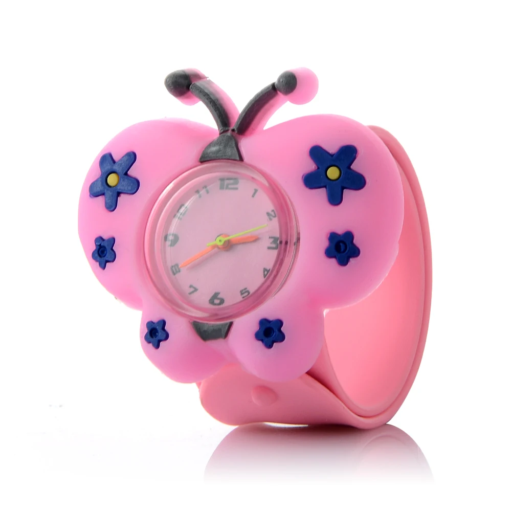 Детские часы Relogio Infantil, детские часы с 3D изображением животных, резиновые кварцевые детские часы для девочек и мальчиков, милые часы Reloj Relogio Montre - Цвет: Butterfly