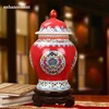 Antique Royal Ceramic Cloisonne Enamel General Tank Vase Fortune Climbing Flowers Hat-covered Ginger Jars Ornament Creative Gift 2
