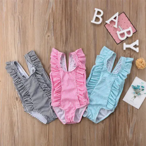 Детский купальник Pudcoco в полоску без рукавов|baby girl swimwear|baby swimwear girlsbaby |