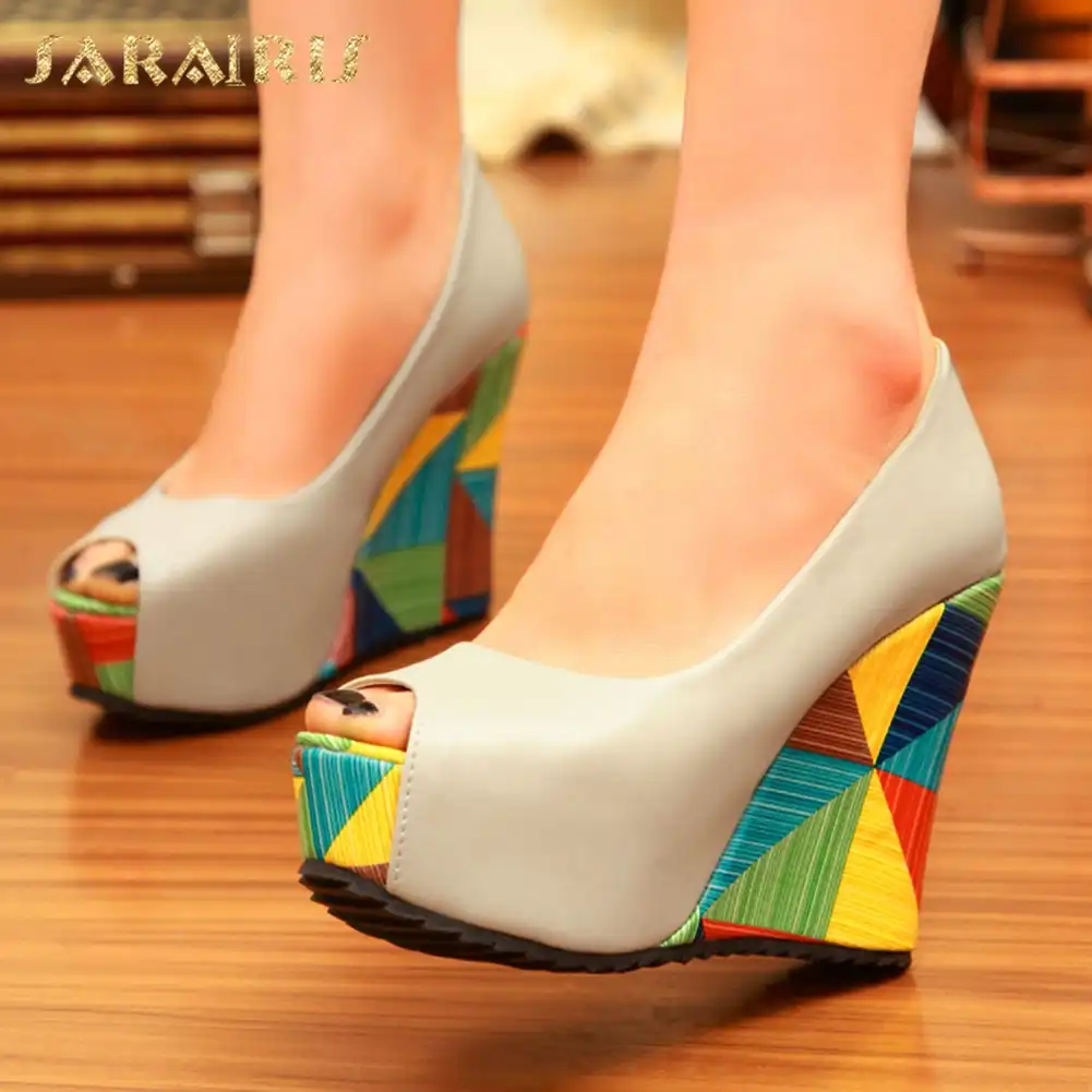 Womens Colorful Sandals Slip On Wedge Platform Heel Peep Toe Ankle Strap Shoes Womens Colorful Sandals Slip On Wedge Platform Heel Peep Toe Ankle Strap Shoes