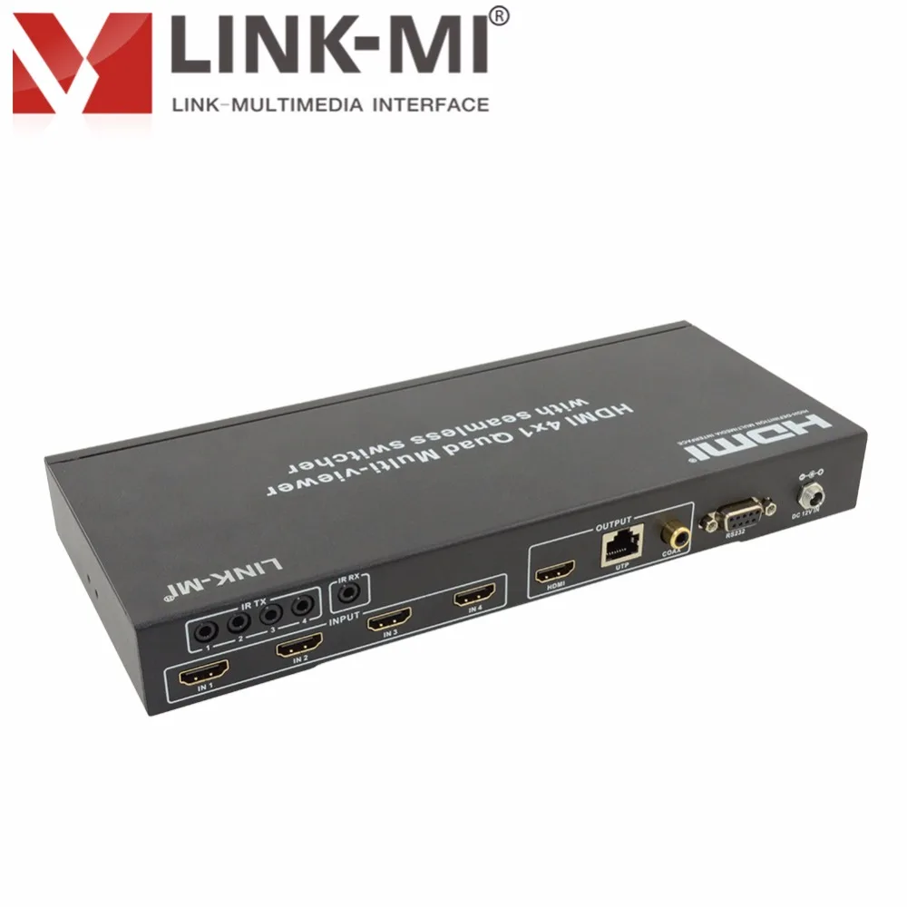 LINK-MI LM-S41-50 Quad Video řadič 4x1 HDMI Multi-Viewer Přepínač 50m více než jeden kabel Cat5e / 6 1920x1080 @ 60Hz