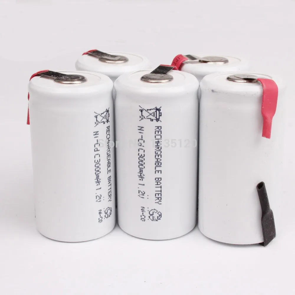 Россия Горячая продажа белый цвет! 3 шт. набор Ni CD C 1 2 V 3000 mah аккумуляторная