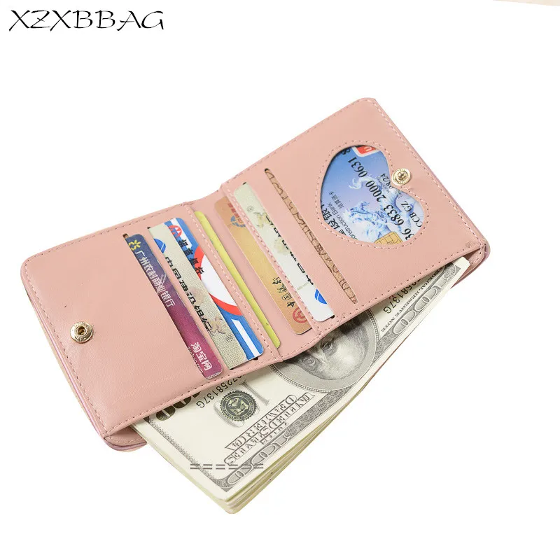 

XZXBBAG Female Fashion Short Wallet Girls Simple Folding Thin Purse Students Hasp Solid Color Money Clip Women Thin Small Wallet