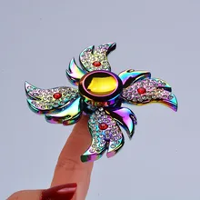 Красочные четыре листа ангелы кончик пальца Гиро фиджет Спиннер Феникс Хвост Стразы ручной Спиннер для аутизма СДВГ анти стресс игрушки