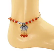 Orange Beads Ankle Bracelet Barefoot Sandals Anklets for Women Foot Jewelry Anklet CA038