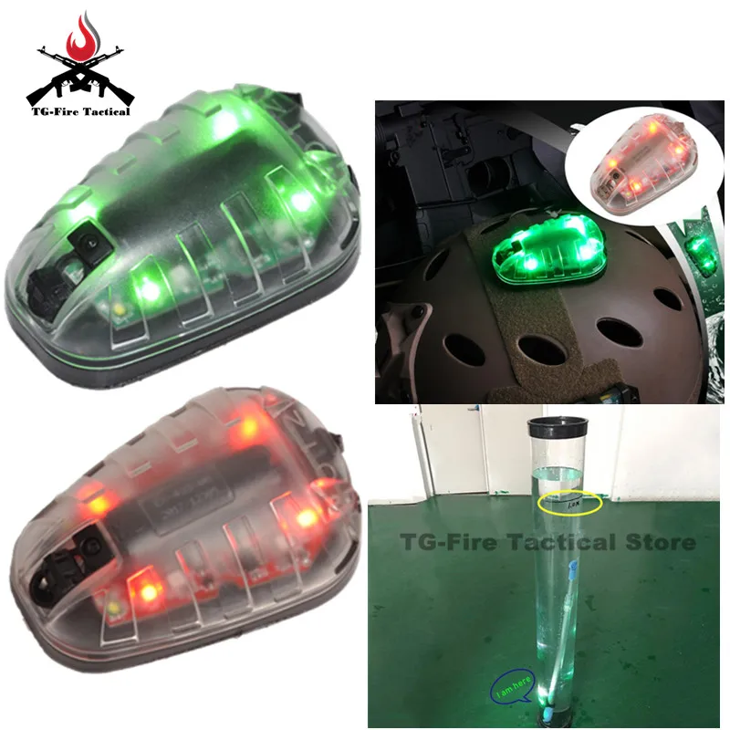 

Element Airsoft Safety Flash HEL-STAR 6 Signal Red Green IR Light Magic Tape Waterproof MilitarTactical Helmet Survival Lamps