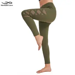 Mermaid Curve женские штаны для йоги леггинсы для тренировок с сеткой для ног Фитнес высокоэластичные колготки гимнастические спортивные брюки