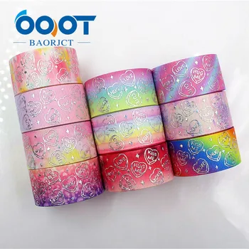 

184073,1'' 25MM 10yards Love Laser Silver Printed grosgrain ribbon,DIY handmadeHair accessories Material wedding gift wrap