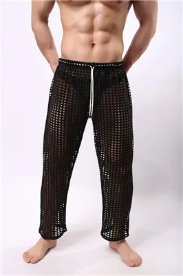 Джоггеры спортивные домашние шаровары для геев, одежда для секса прозрачные брюки сетчатые милые сетчатые штаны для мальчиков - Цвет: black