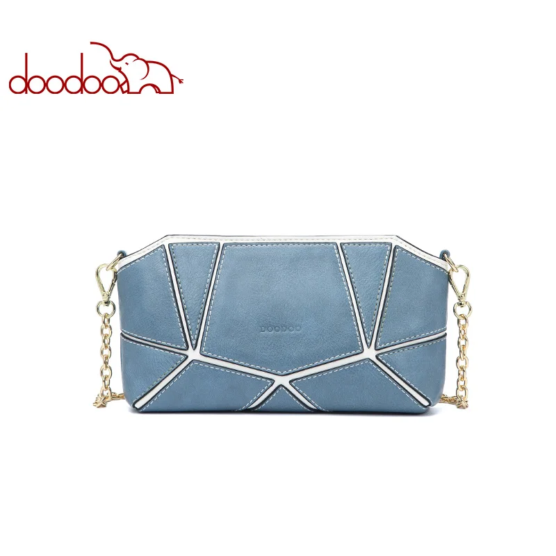 

DOODOO Brand Women Bag Female Shoulder Crossbody Bags Ladies Artificial Leather 2018 Chain Geometric Design Small Messenger Bag