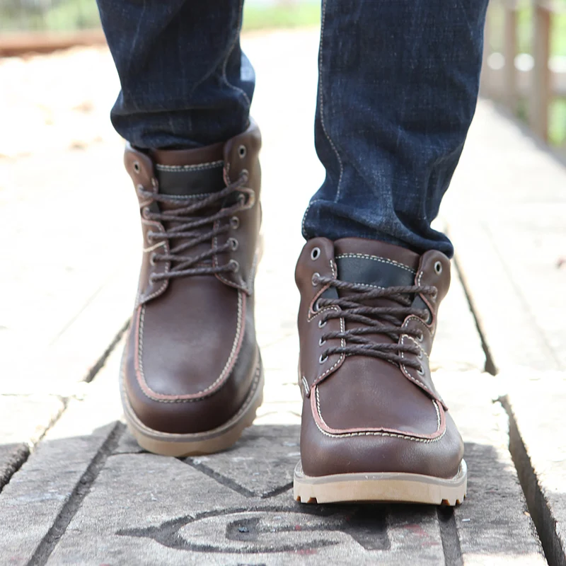 

CNFIIA Men Winter Fur Boots Work Shoes Male Warmest Genuine Leather Handmade Combat Boots Casual Tactical Safety Boots 2018 New