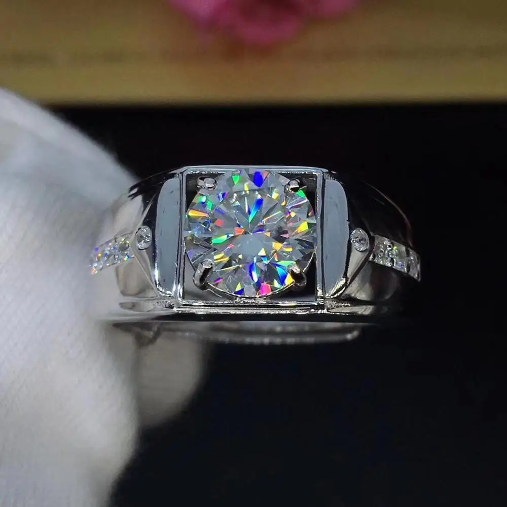 Круглое серебряное Moissanite кольцо 2ct 8 00 мм D VVS Роскошные Weding кольца для