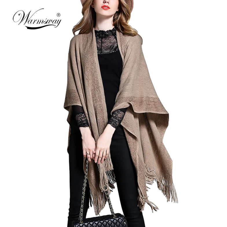 New Brand Quality guarantee Fashion Winter Autumn Shiny Metallic Sweater Coat Tassels  Poncho Capes Shawl Cardigans  C-146