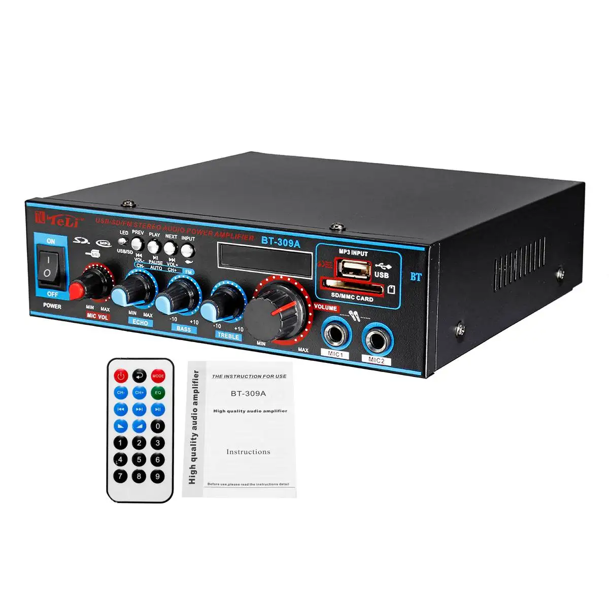 Hi-Fi 2CH 800W аудио Мощность Усилитель 12/220V автомобильный Проекторы для домашнего кинотеатра с пультом дистанционного управления Управление Поддержка цифровой FM радио USB SD карты bluetooth