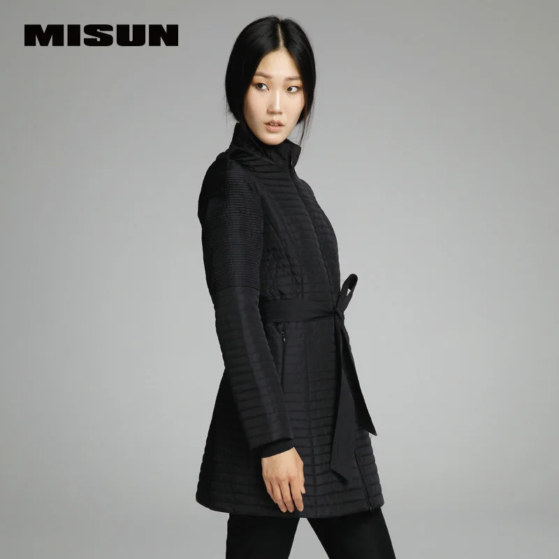 Misun Стройный приталенный средней длины для стройной фигуры, длинная стеганая куртка женская верхняя одежда куртка с коттоновой подкладкой женские