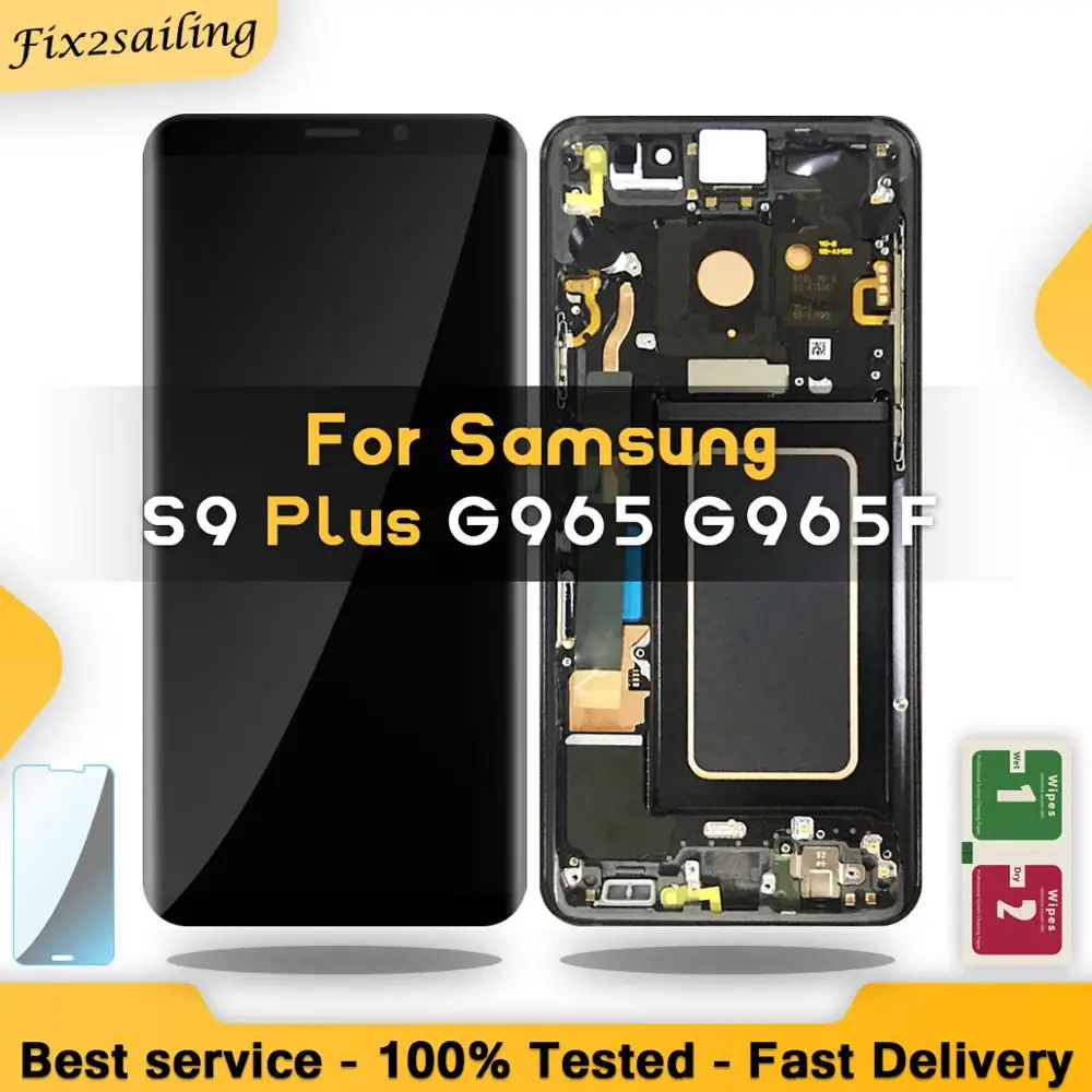 

Display For SAMSUNG Galaxy S9 Plus G965 G965F Display Touch Screen Digitizer Assembly Replacement With Frame