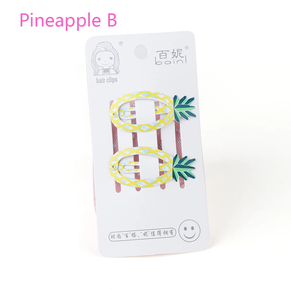 1Pair Cute Hair Clips Ice Cream/Fruit/Mermaid Girl Baby Kid Hairpins Children Slides Snap Barrettes Hair Styling Accessories