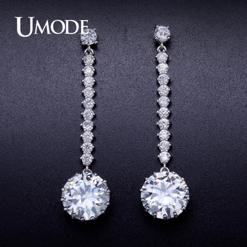 UMODE корейские круглые длинные висячие серьги для женщин женские свадебные CZ