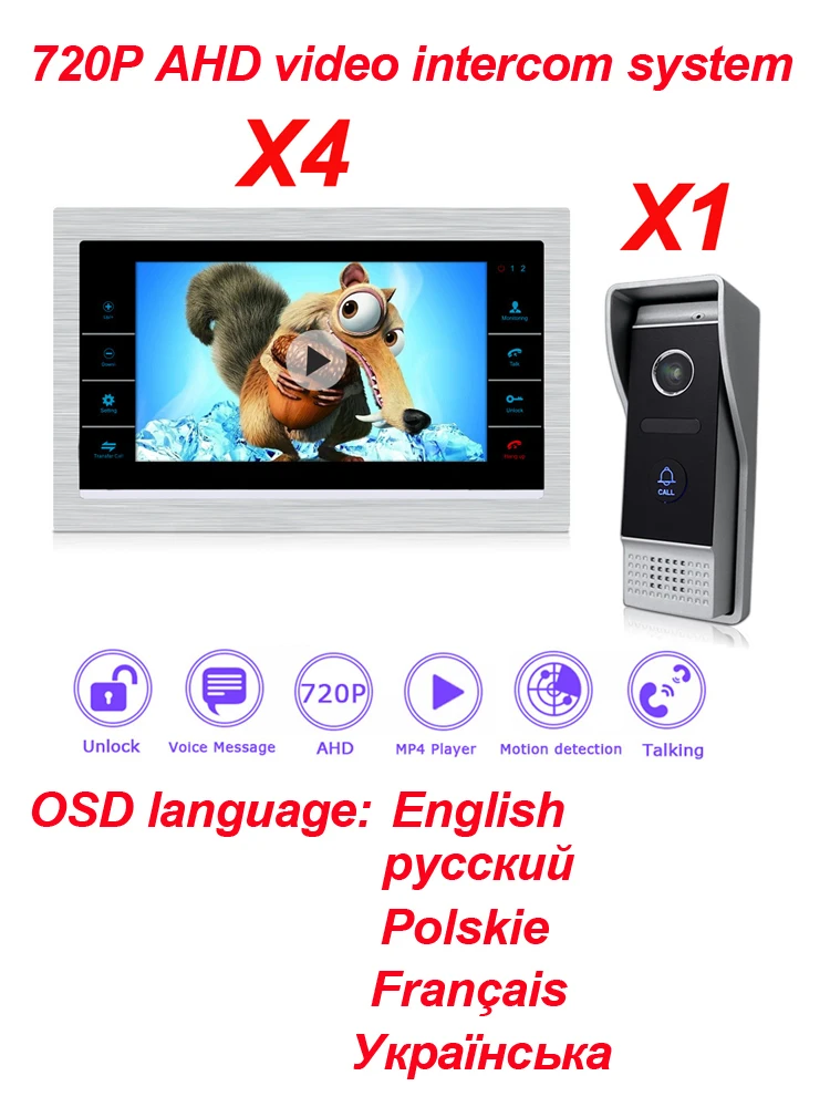 720P AHD video intercom 1-4